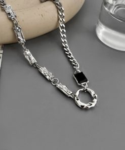 Black White Pearl Long Necklace-M051202