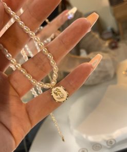 Big Circle Set Pearl Necklace-M062401
