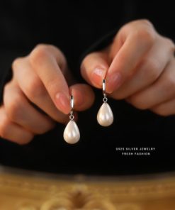 Pearl Letter Hoop Earrings-M012704