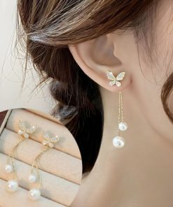 Dot Rhinestone Letter Earrings-M011901