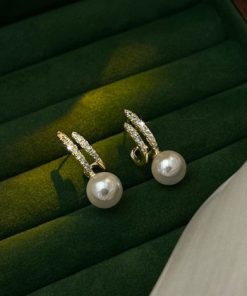 Flower Pearl Rhinestone Earrings-M011508